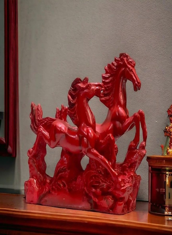 INARA Creation Two Running Red Victory Horses (Feng Shui & Vastu) (Size - Big) - Image 3